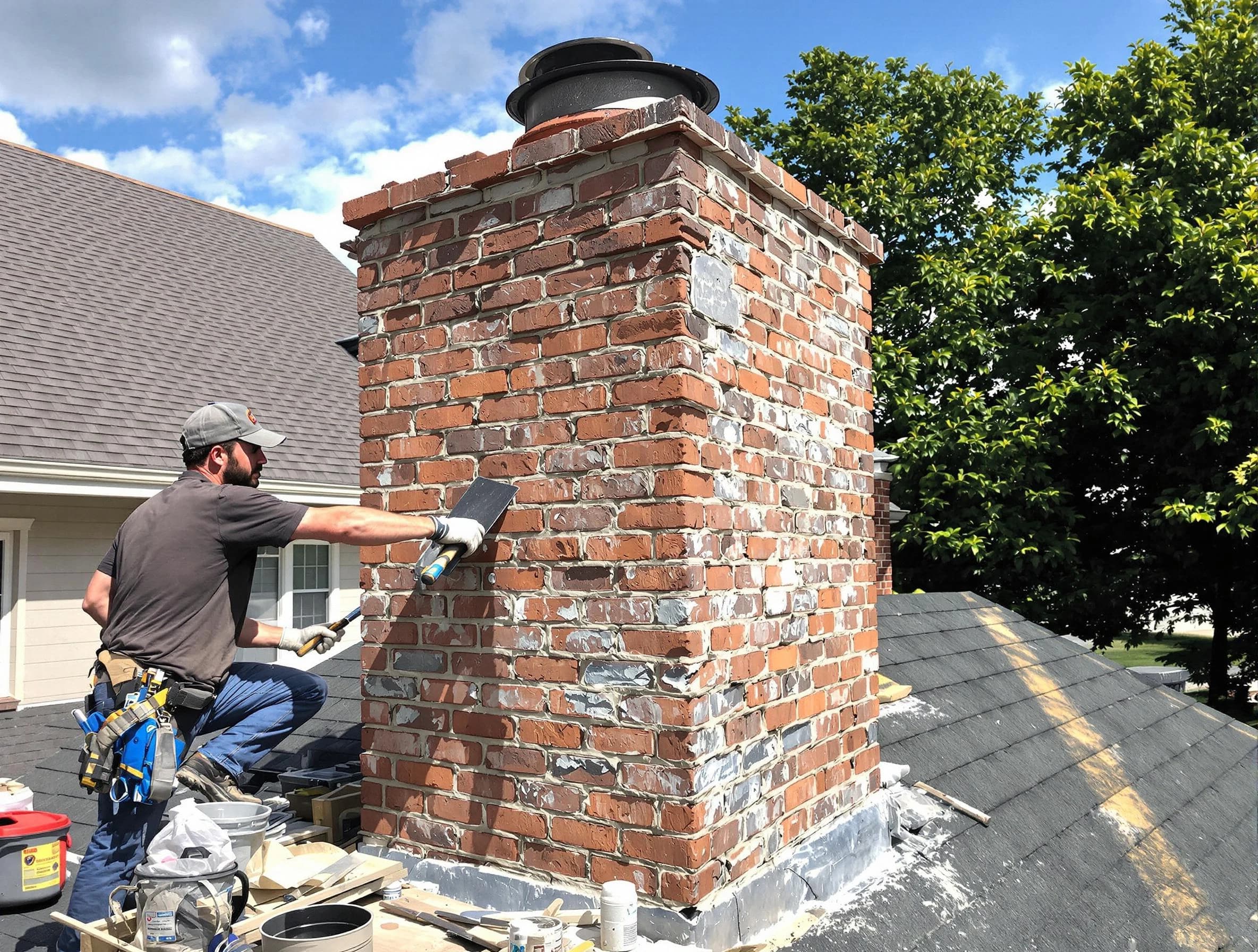 Completed chimney rebuild by Worcester Chimney Sweep in Worcester, MA