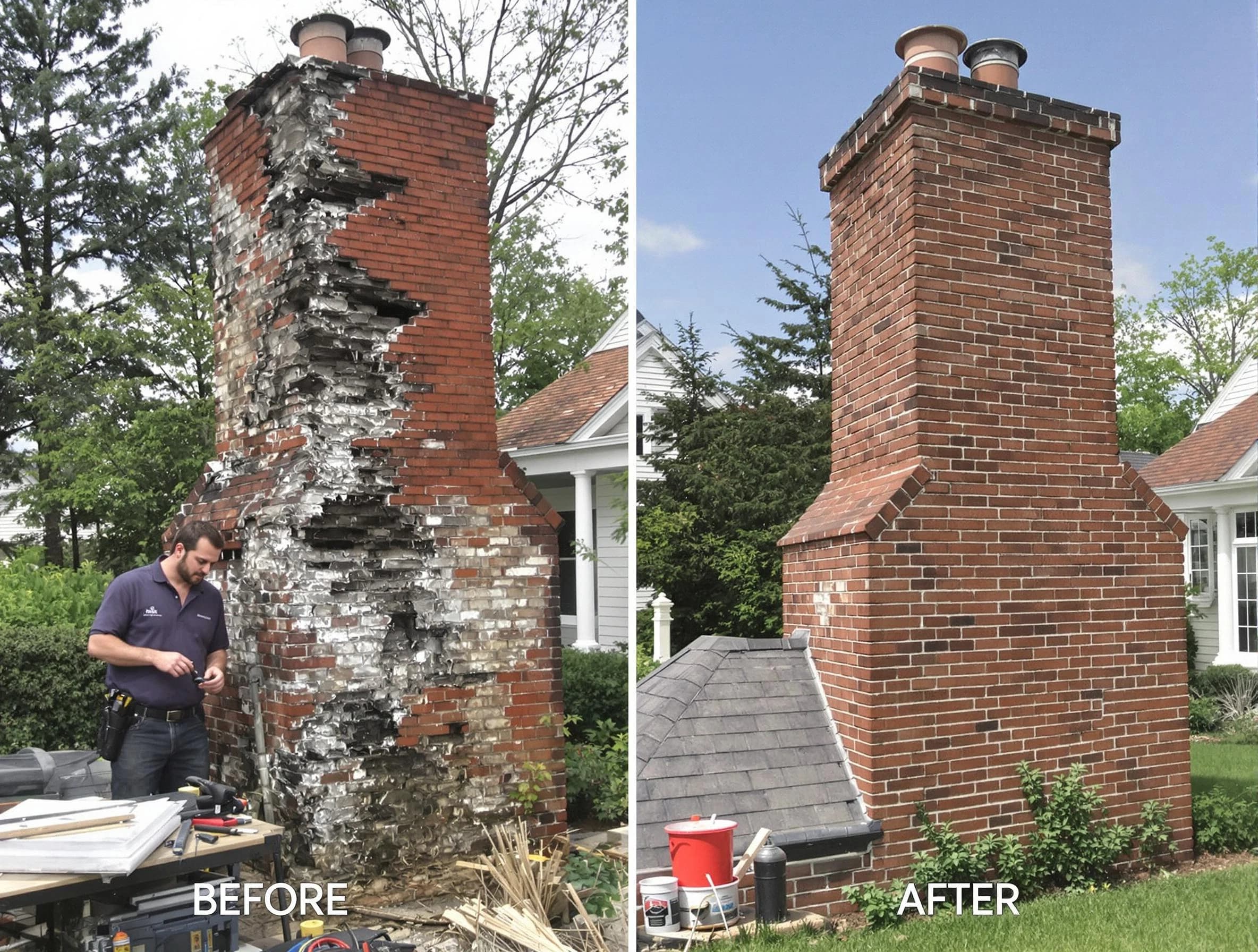 Worcester Chimney Sweep performing a full chimney restoration in Worcester, MA