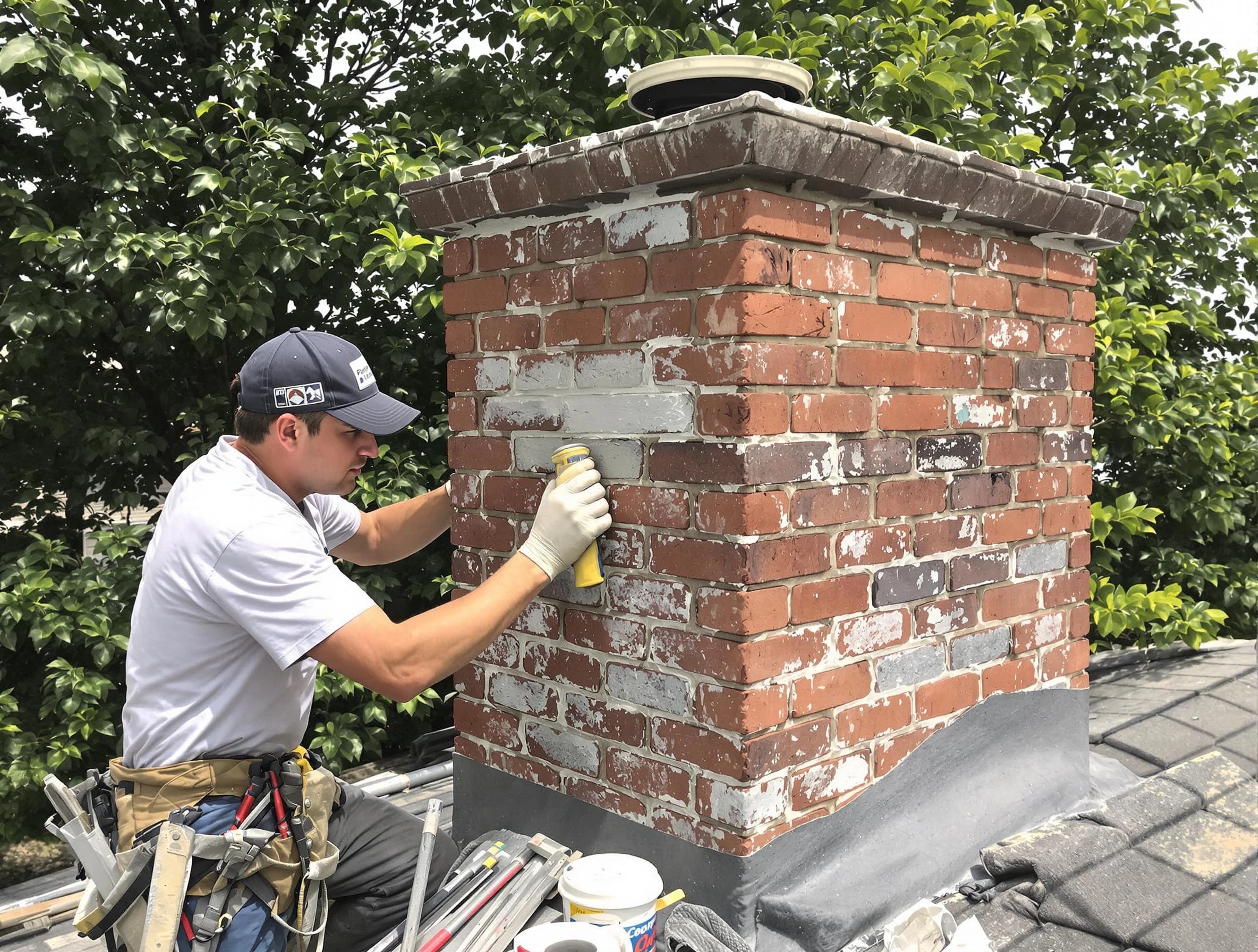 Worcester Chimney Sweep restoring an aging chimney in Worcester, MA