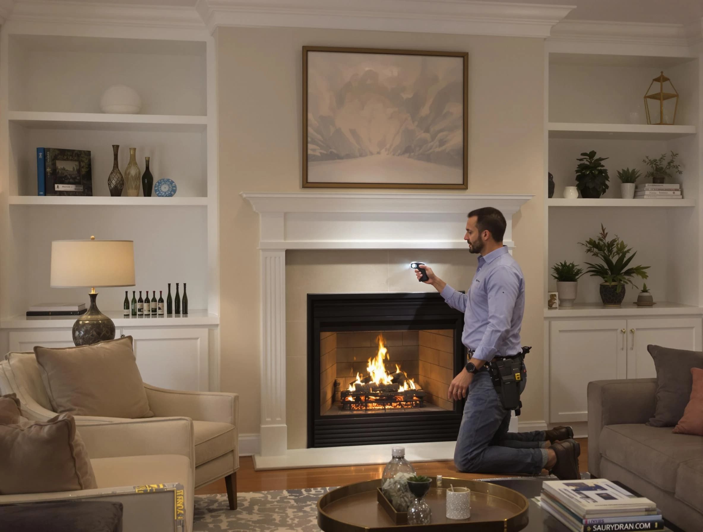 Worcester Chimney Sweep conducting a fireplace safety inspection in Worcester, MA