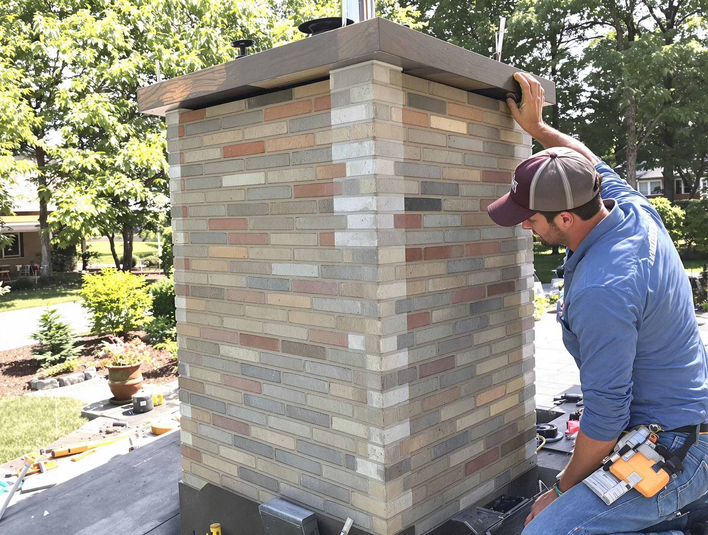 Worcester Chimney Sweep completing a modern chimney remodel in Worcester, MA