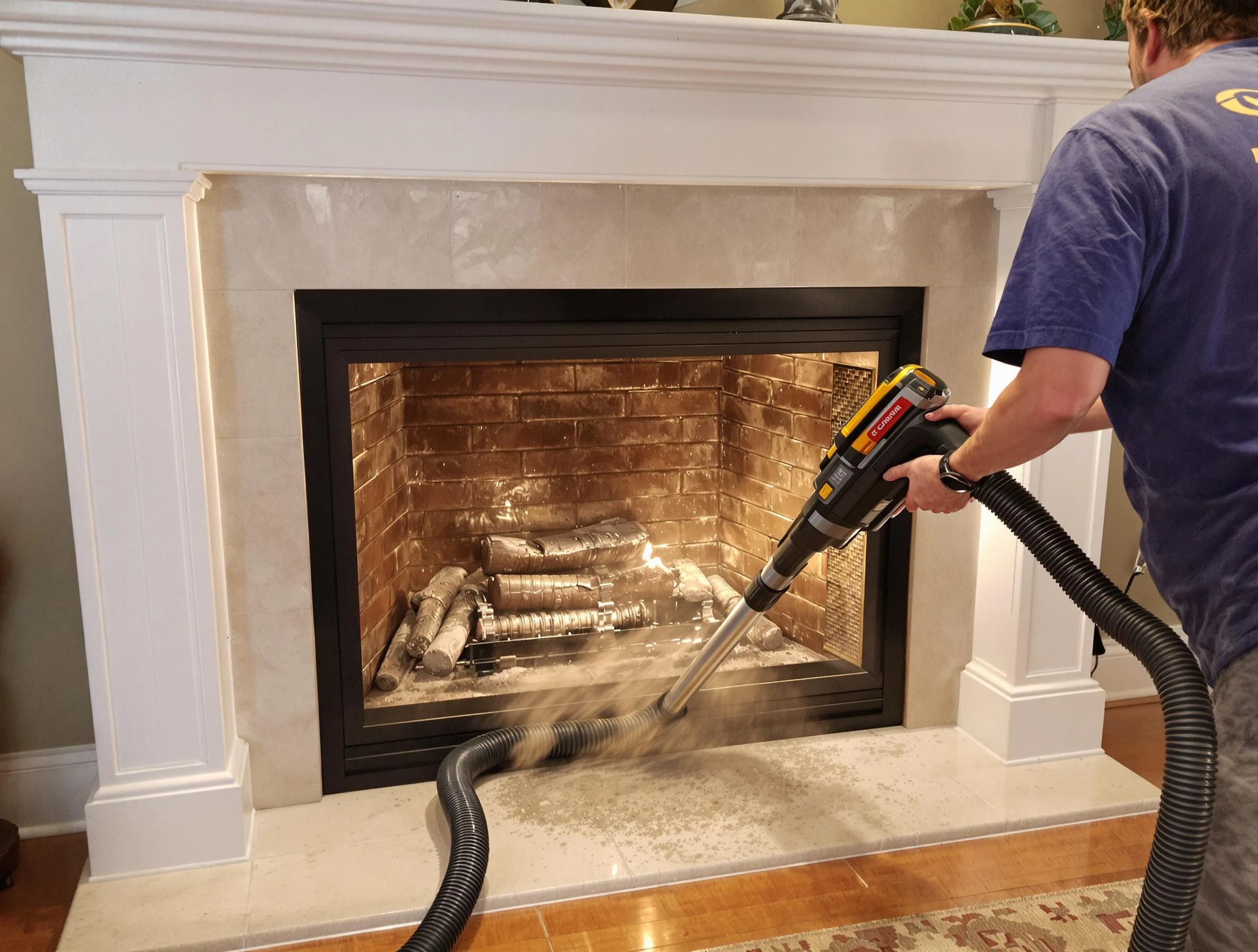 Fireplace cleaning performed by Worcester Chimney Sweep in Worcester, MA