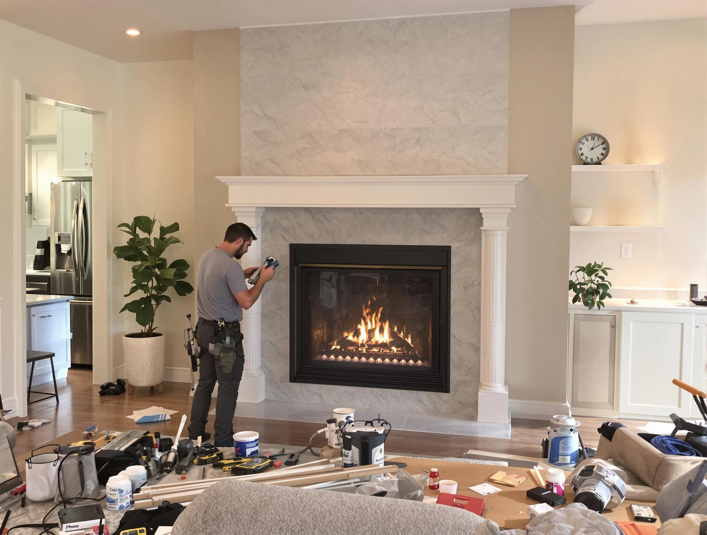 Newly installed fireplace by Worcester Chimney Sweep in Worcester, MA